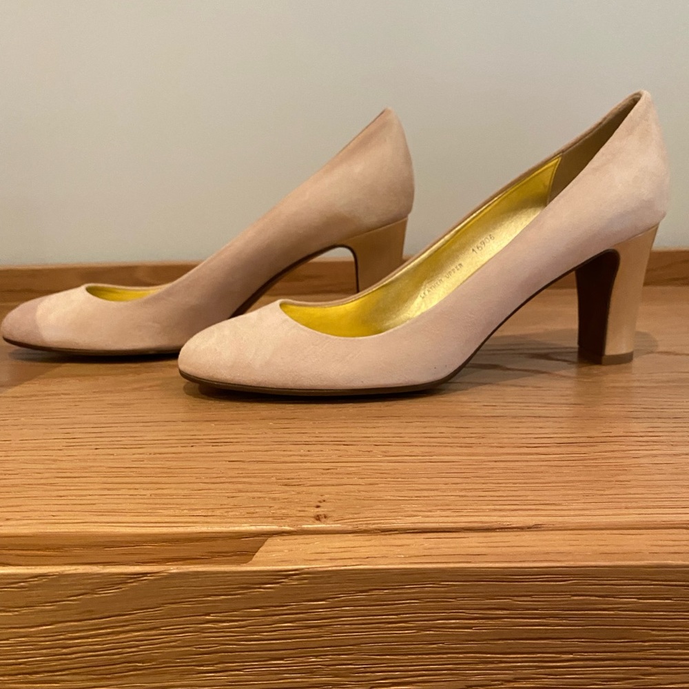 Never worn ladies J Crew suede and pattern leather high heels